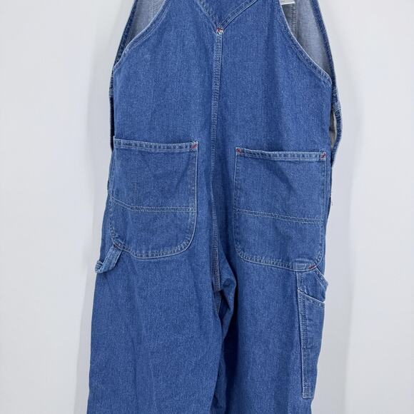 Y2k Dickies Bib Overalls Mens 34x30 Blue Denim Carpenter Workwear Utility Pocket - Picture 5 of 11